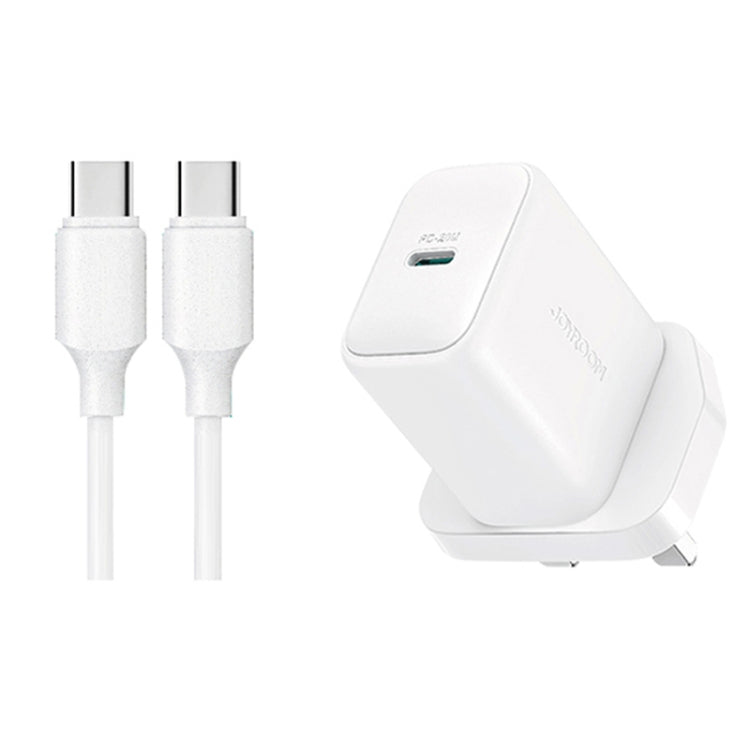 JOYROOM JR-TCF20 PD20W Type-C Port Charger Kit with Type-C to Type-C Cable, Plug:UK Plug(White)