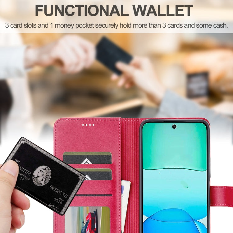 For Redmi 13 4G LC.IMEEKE Calf Texture Leather Phone Case(Red)