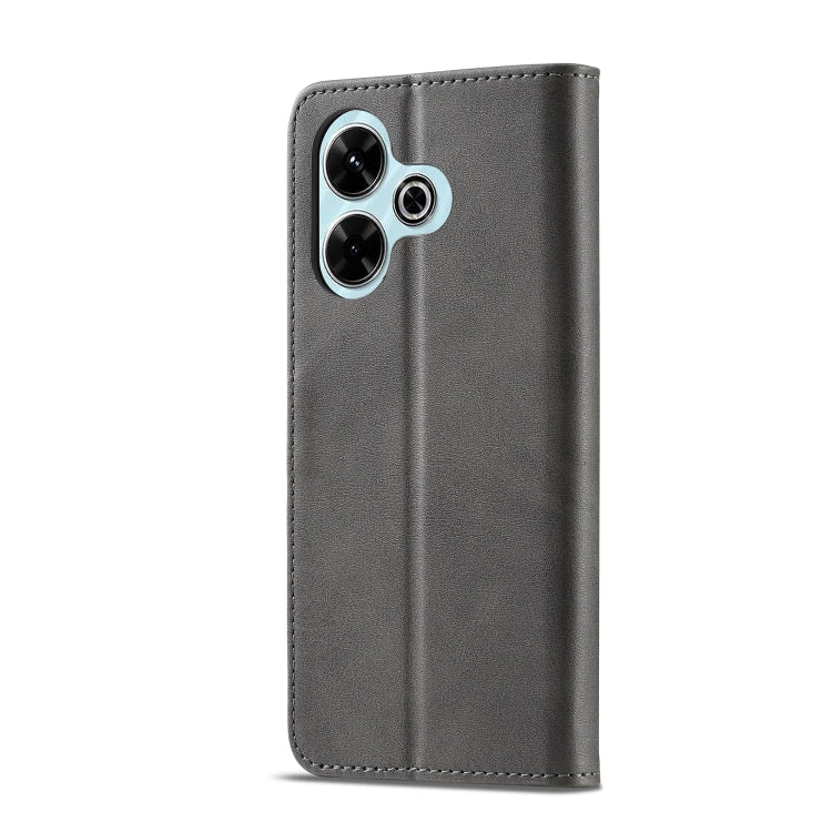 For Redmi 13 4G LC.IMEEKE Calf Texture Leather Phone Case(Grey)