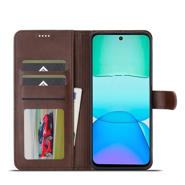 For Redmi 13 4G LC.IMEEKE Calf Texture Leather Phone Case(Coffee)