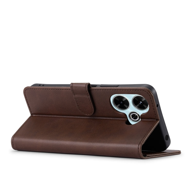 For Redmi 13 4G LC.IMEEKE Calf Texture Leather Phone Case(Coffee)