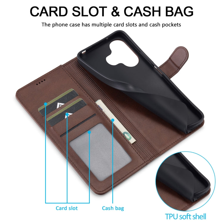 For Redmi 13 4G LC.IMEEKE Calf Texture Leather Phone Case(Coffee)