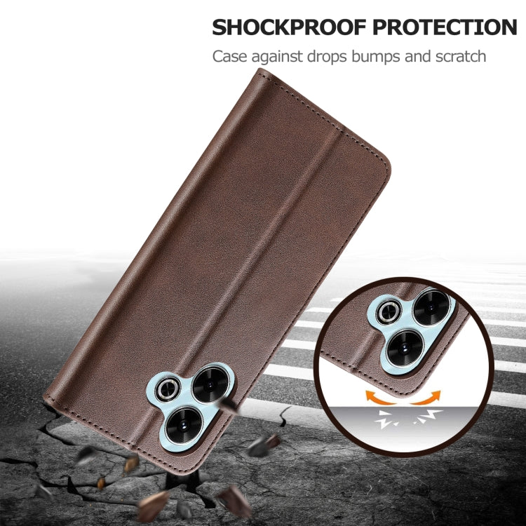 For Redmi 13 4G LC.IMEEKE Calf Texture Leather Phone Case(Coffee)