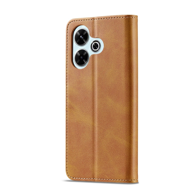 For Redmi 13 4G LC.IMEEKE Calf Texture Leather Phone Case(Brown)