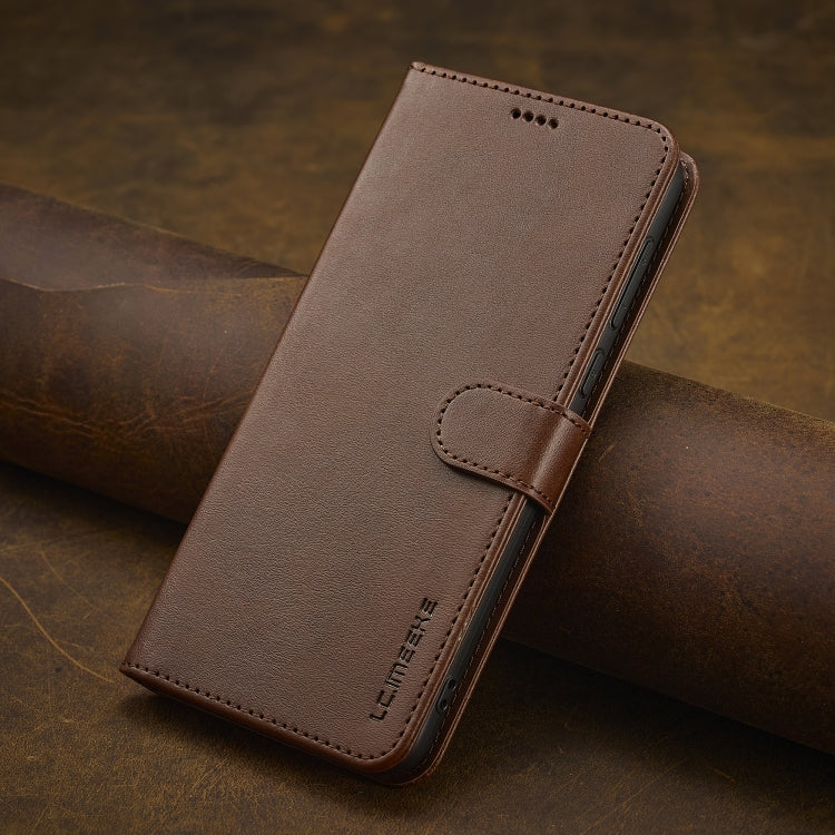 For Redmi 14C LC.IMEEKE Calf Texture Leather Phone Case(Coffee)