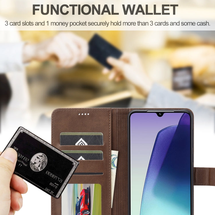 For Redmi 14C LC.IMEEKE Calf Texture Leather Phone Case(Coffee)