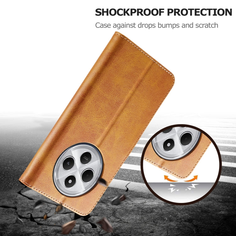 For Redmi 14C LC.IMEEKE Calf Texture Leather Phone Case(Brown)