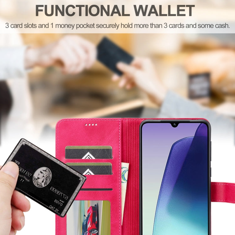 For Redmi A4 5G LC.IMEEKE Calf Texture Leather Phone Case(Red)