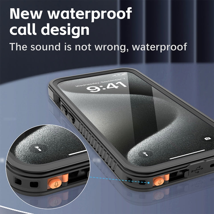 For iPhone 15 Pro Max RedPepper Shockproof IP68 Waterproof PC + TPU Protective Case(Black)