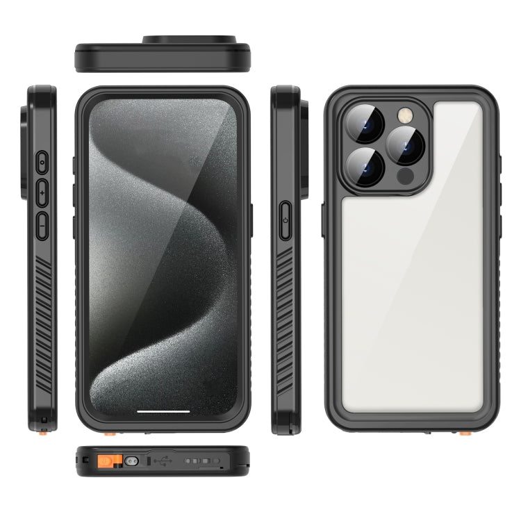 For iPhone 15 Pro RedPepper Shockproof IP68 Waterproof PC + TPU Protective Case(Black)