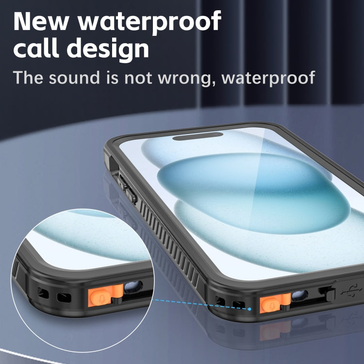 For iPhone 15 Plus RedPepper Shockproof IP68 Waterproof PC + TPU Protective Case(Black)