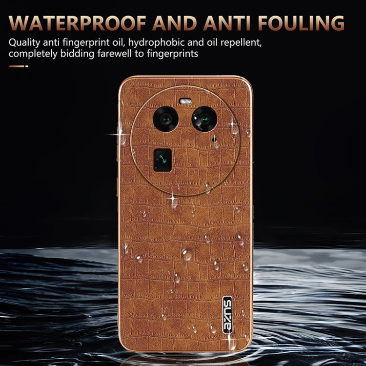 For OPPO Find X6 AZNS Electroplated Frame Crocodile Texture Full Coverage Phone Case(Black)