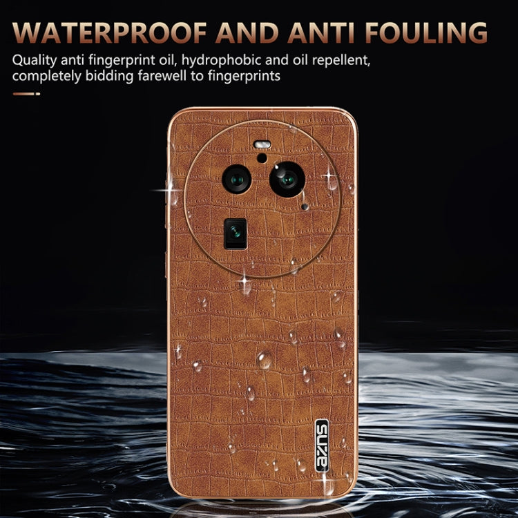 For OPPO Find X6 Pro AZNS Electroplated Frame Crocodile Texture Full Coverage Phone Case(Black)