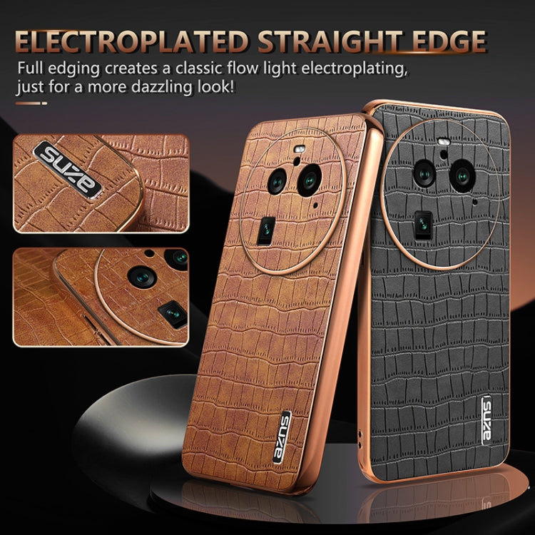 For OPPO Find X6 Pro AZNS Electroplated Frame Crocodile Texture Full Coverage Phone Case(Green)