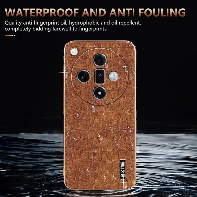 For OPPO Find X7 AZNS Electroplated Frame Crocodile Texture Full Coverage Phone Case(White)