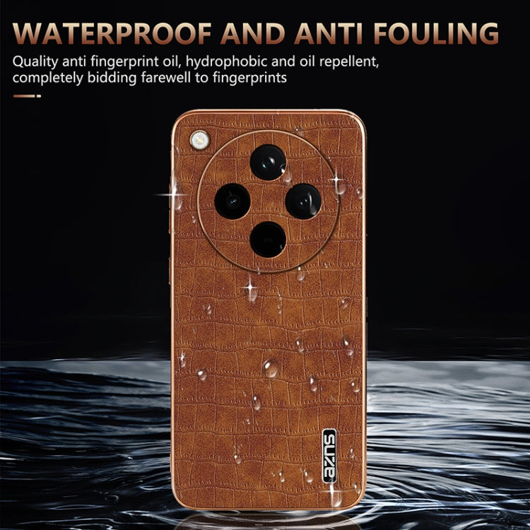 For OPPO Find X8 AZNS Electroplated Frame Crocodile Texture Full Coverage Phone Case(Black)