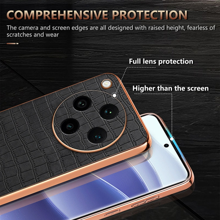 For OPPO Find X8 Pro AZNS Electroplated Frame Crocodile Texture Full Coverage Phone Case(Blue)