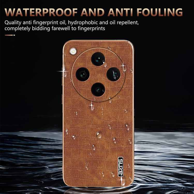 For OPPO Find X8 Pro AZNS Electroplated Frame Crocodile Texture Full Coverage Phone Case(Blue)