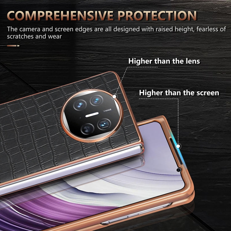 For Huawei Mate X3 / X5 AZNS Electroplated Frame Crocodile Texture Full Coverage Phone Case(Black)