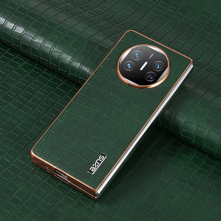 For Huawei Mate X3 / X5 AZNS Electroplated Frame Crocodile Texture Full Coverage Phone Case(Green)