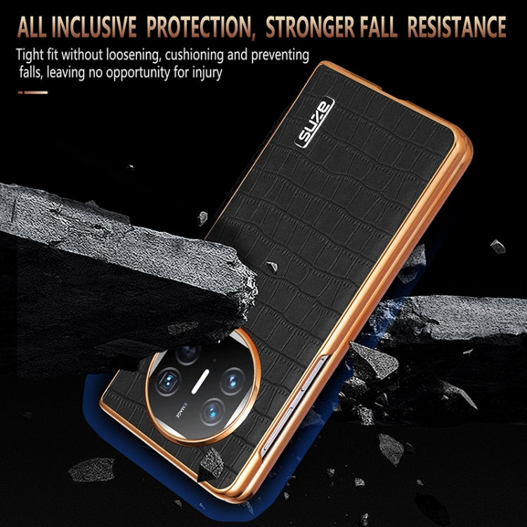 For Huawei Mate X3 / X5 AZNS Electroplated Frame Crocodile Texture Full Coverage Phone Case(Green)