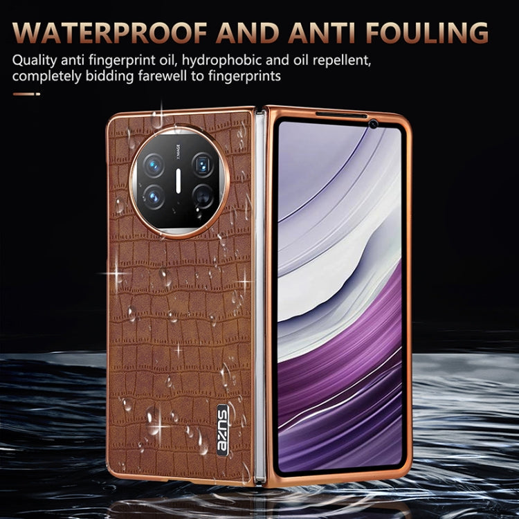 For Huawei Mate X3 / X5 AZNS Electroplated Frame Crocodile Texture Full Coverage Phone Case(Green)