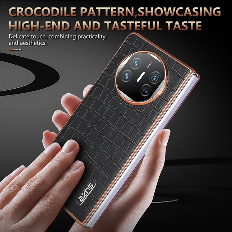 For Huawei Mate X3 / X5 AZNS Electroplated Frame Crocodile Texture Full Coverage Phone Case(Blue)