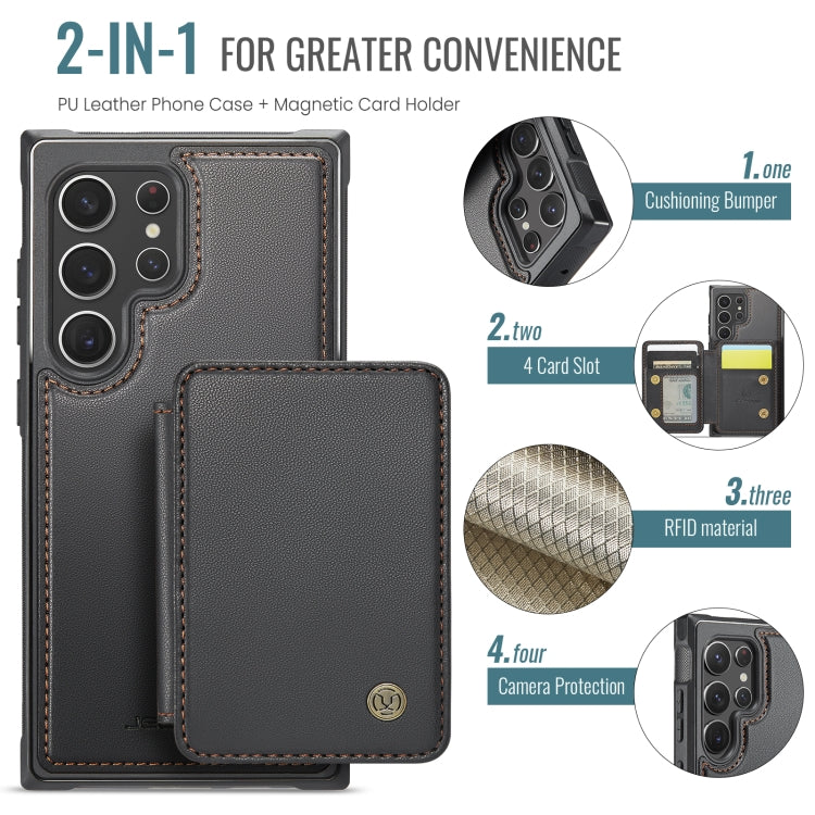 For Samsung Galaxy S22 Ultra 5G JEEHOOD J05 Business Magnetic Style RFID Leather Phone Case(Black)