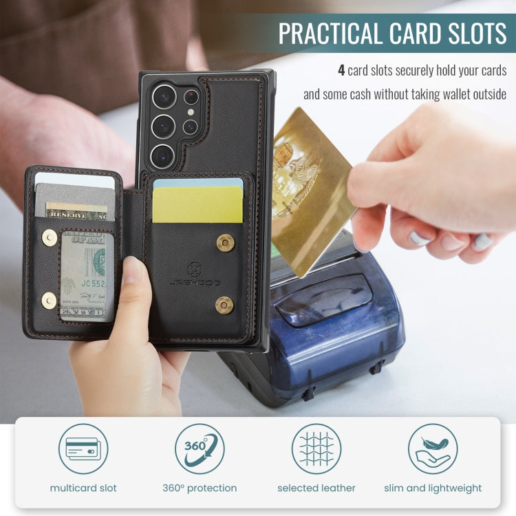 For Samsung Galaxy S23 Ultra 5G JEEHOOD J05 Business Magnetic Style RFID Leather Phone Case(Black)