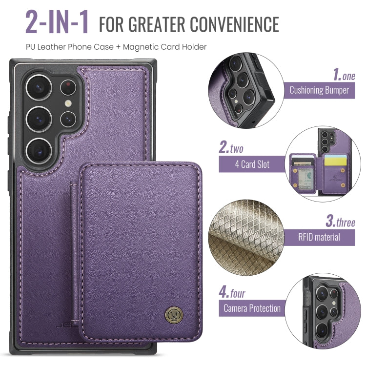For Samsung Galaxy S23 Ultra 5G JEEHOOD J05 Business Magnetic Style RFID Leather Phone Case(Purple)