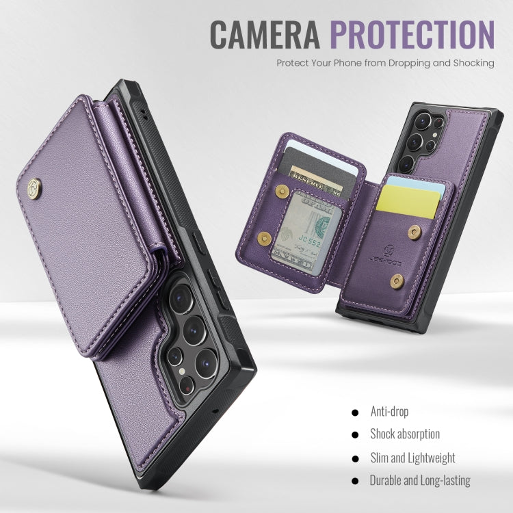 For Samsung Galaxy S23 Ultra 5G JEEHOOD J05 Business Magnetic Style RFID Leather Phone Case(Purple)