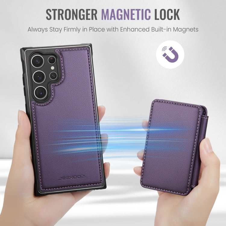 For Samsung Galaxy S23 Ultra 5G JEEHOOD J05 Business Magnetic Style RFID Leather Phone Case(Purple)