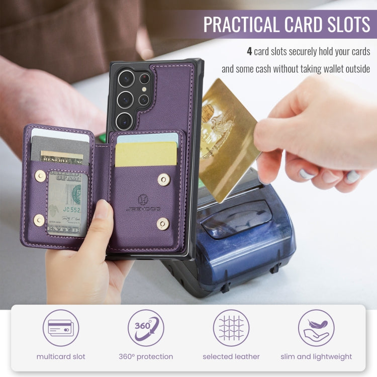 For Samsung Galaxy S23 Ultra 5G JEEHOOD J05 Business Magnetic Style RFID Leather Phone Case(Purple)