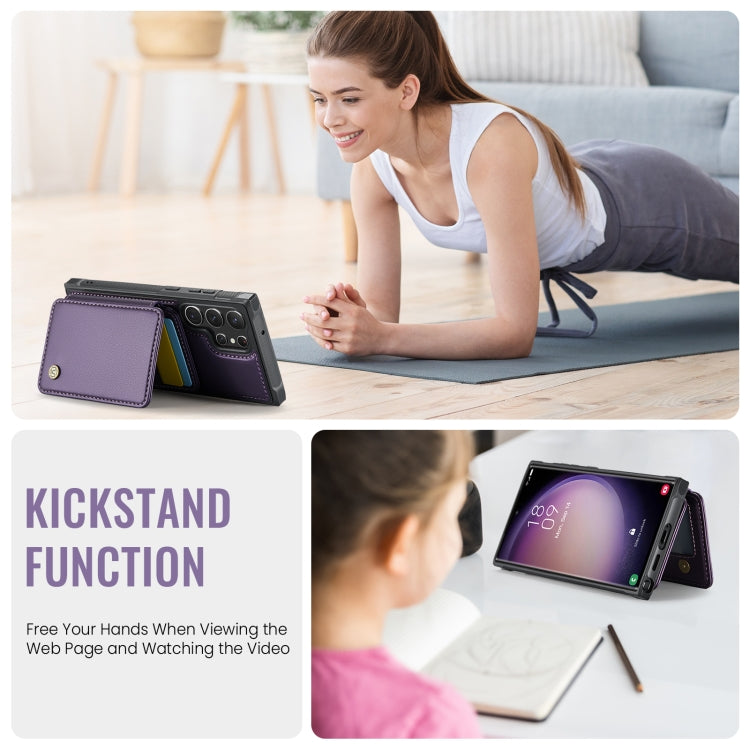 For Samsung Galaxy S23 Ultra 5G JEEHOOD J05 Business Magnetic Style RFID Leather Phone Case(Purple)