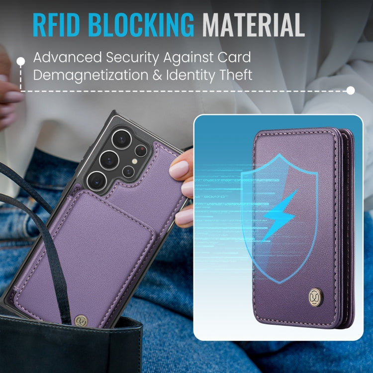 For Samsung Galaxy S23 Ultra 5G JEEHOOD J05 Business Magnetic Style RFID Leather Phone Case(Purple)