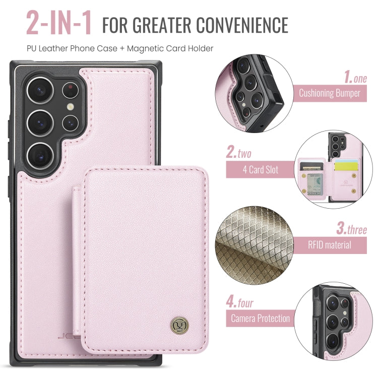 For Samsung Galaxy S23 Ultra 5G JEEHOOD J05 Business Magnetic Style RFID Leather Phone Case(Pink)