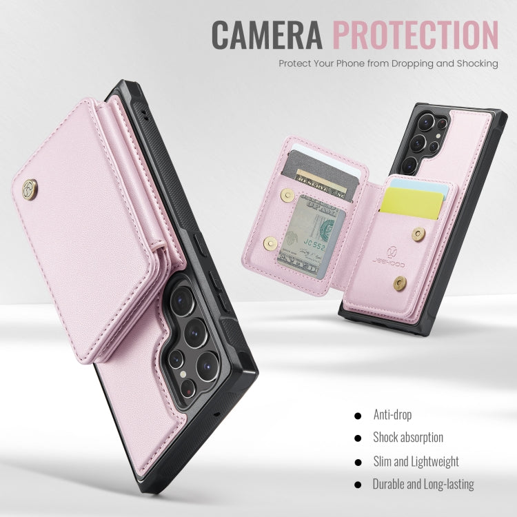 For Samsung Galaxy S23 Ultra 5G JEEHOOD J05 Business Magnetic Style RFID Leather Phone Case(Pink)