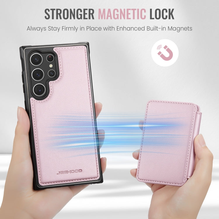 For Samsung Galaxy S23 Ultra 5G JEEHOOD J05 Business Magnetic Style RFID Leather Phone Case(Pink)