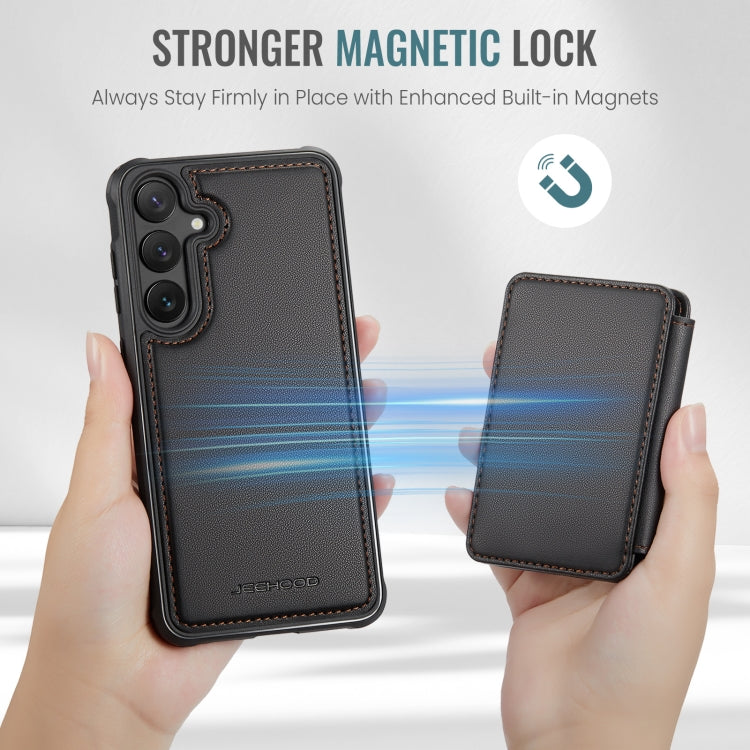 For Samsung Galaxy S24 5G JEEHOOD J05 Business Magnetic Style RFID Leather Phone Case(Black)