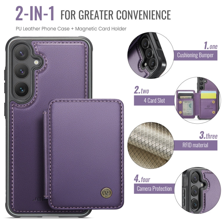 For Samsung Galaxy S24 5G JEEHOOD J05 Business Magnetic Style RFID Leather Phone Case(Purple)