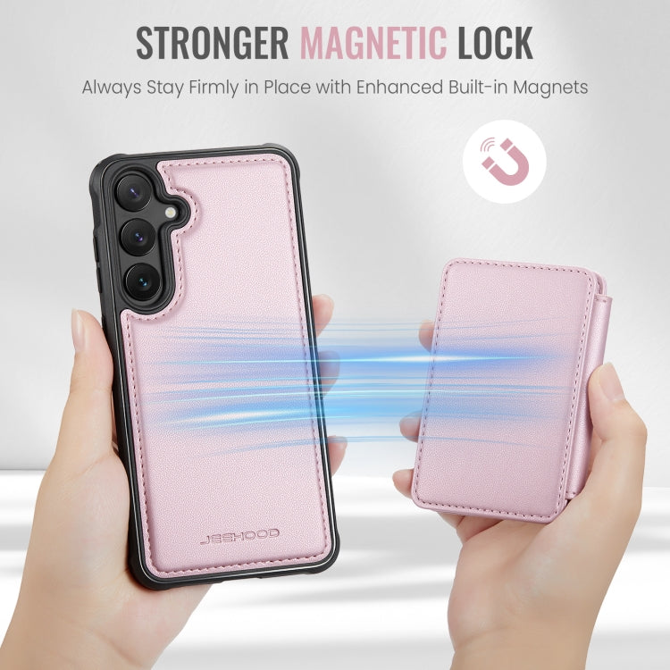 For Samsung Galaxy S24+ 5G JEEHOOD J05 Business Magnetic Style RFID Leather Phone Case(Pink)