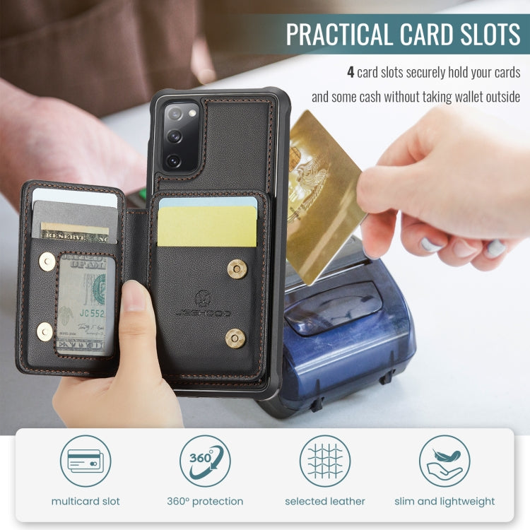 For Samsung Galaxy S20 FE JEEHOOD J05 Business Magnetic Style RFID Leather Phone Case(Black)