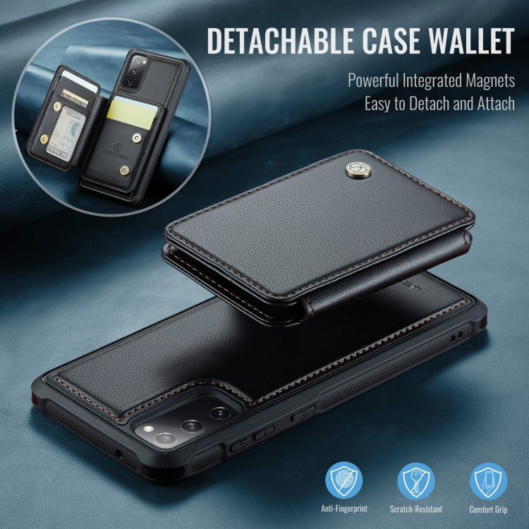 For Samsung Galaxy S20 FE JEEHOOD J05 Business Magnetic Style RFID Leather Phone Case(Black)