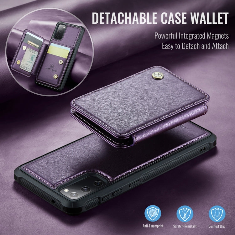 For Samsung Galaxy S20 FE JEEHOOD J05 Business Magnetic Style RFID Leather Phone Case(Purple)