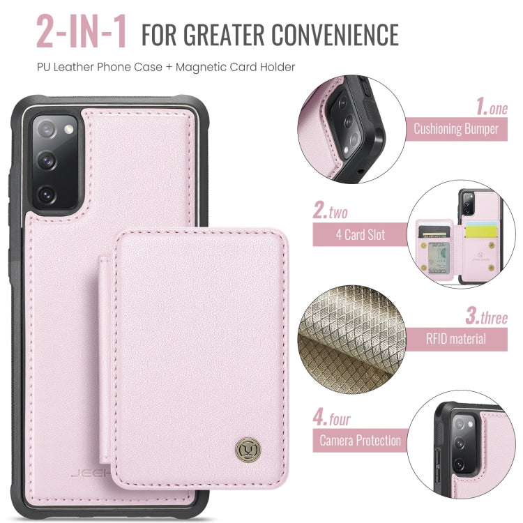 For Samsung Galaxy S20 FE JEEHOOD J05 Business Magnetic Style RFID Leather Phone Case(Pink)