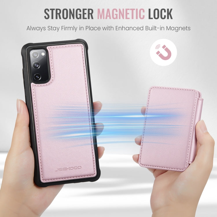 For Samsung Galaxy S20 FE JEEHOOD J05 Business Magnetic Style RFID Leather Phone Case(Pink)
