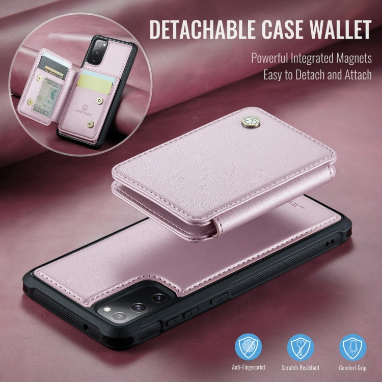 For Samsung Galaxy S20 FE JEEHOOD J05 Business Magnetic Style RFID Leather Phone Case(Pink)