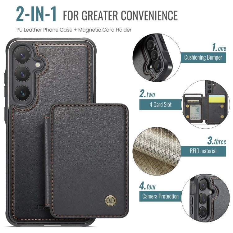 For Samsung Galaxy S23 FE 5G JEEHOOD J05 Business Magnetic Style RFID Leather Phone Case(Black)