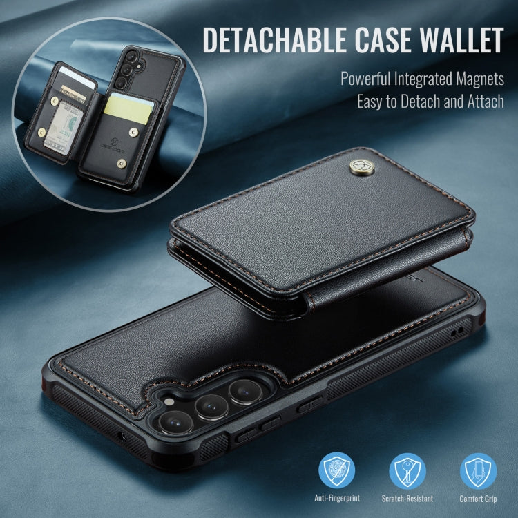 For Samsung Galaxy S23 FE 5G JEEHOOD J05 Business Magnetic Style RFID Leather Phone Case(Black)