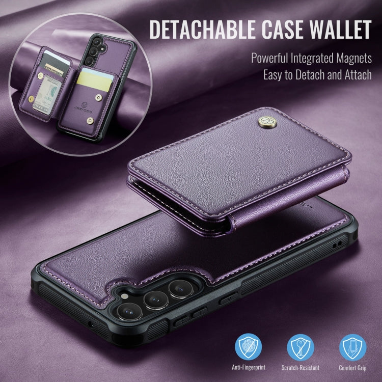 For Samsung Galaxy S23 FE 5G JEEHOOD J05 Business Magnetic Style RFID Leather Phone Case(Purple)
